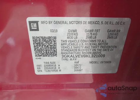 2019 GMC Terrain Slt from USA, damaged, VIN 3GKALVEV0KL321009